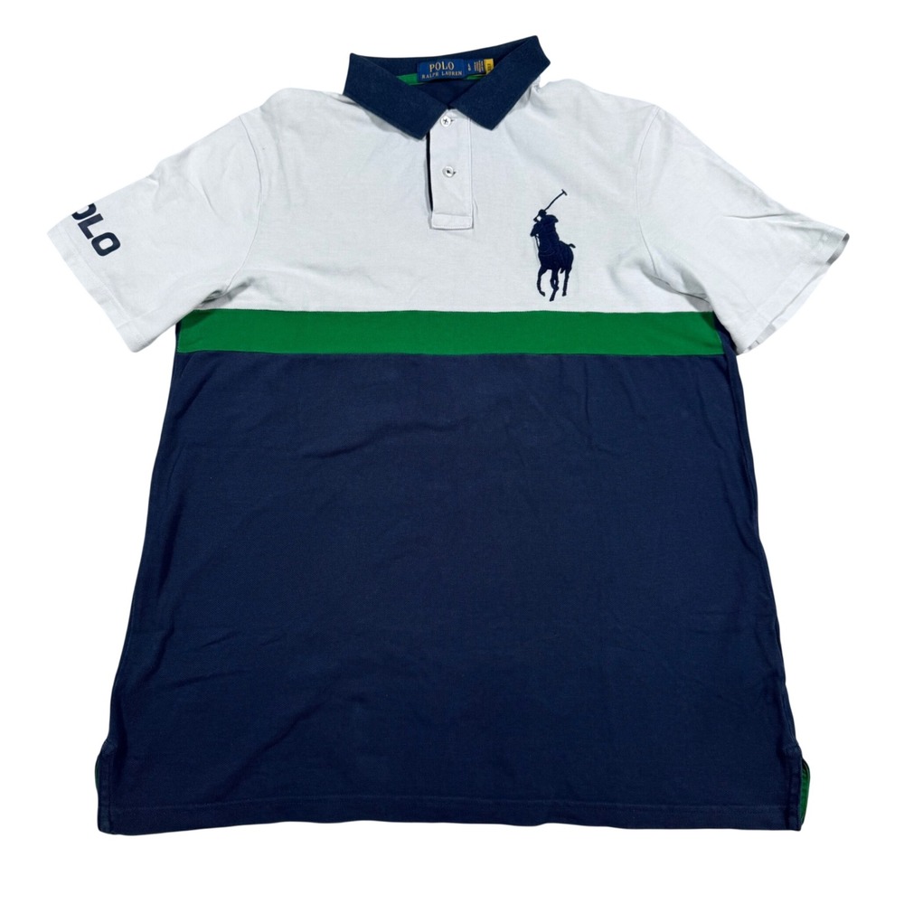 Polo Ralph Lauren Polo Shirt Mens Large Multi Colorblock Big Pony Short Sleeve